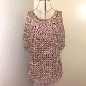 New York & Company Tan S/S Sweater-   Medium